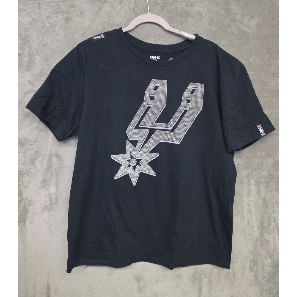 UNK NBA San Antonio Spurs Graphic T-Shirt Mens Large Black Silver Logo Tee
